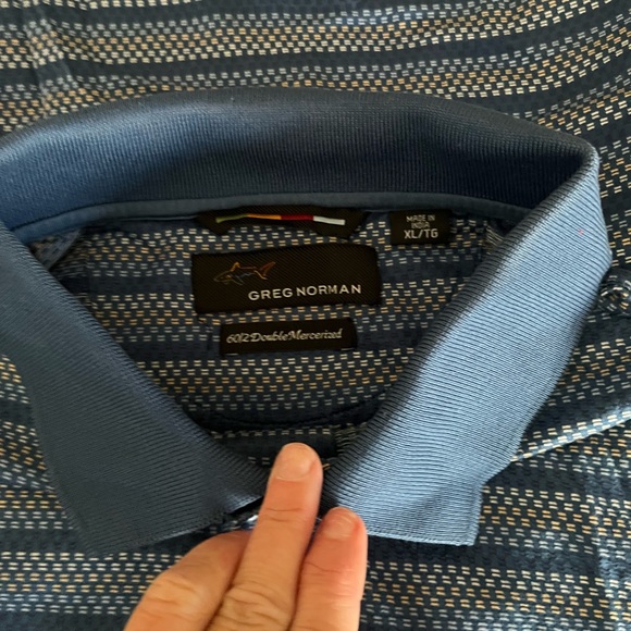 Men's Greg Norman Mercerized Cotton Golf Polo Shark Blue XL - Picture 7 of 15